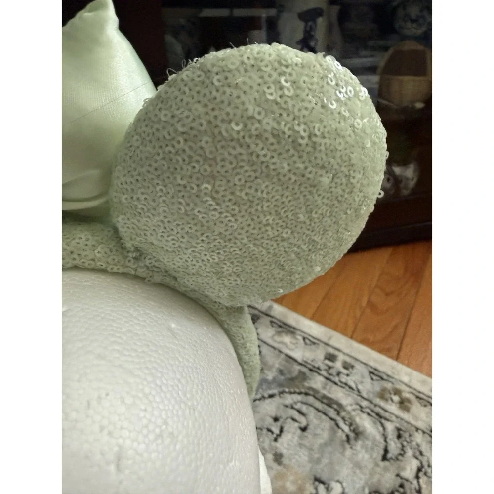 Disney Parks Mint Green Sequin Minnie Mouse Ears w/ Bow Headband - Retired